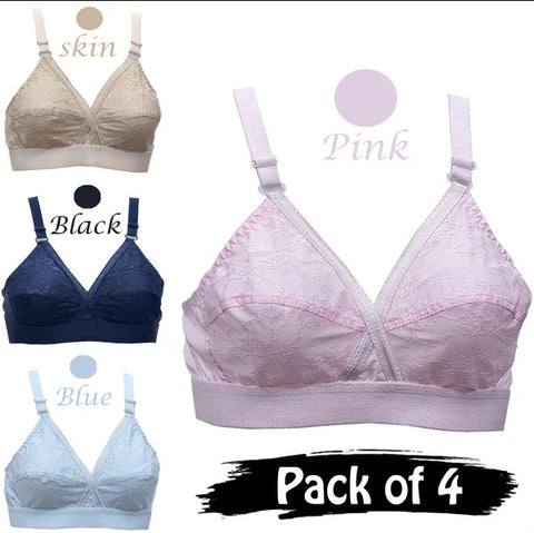 Pack of 4 Cross Design Women Ladies Girls Cotton Bra Blouse Brazier – Comfortable & Stylish