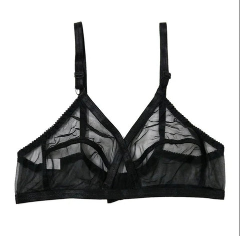 Pack of 2 Non-Padded & Non-Wired Full Net Transparent Cotton Bras