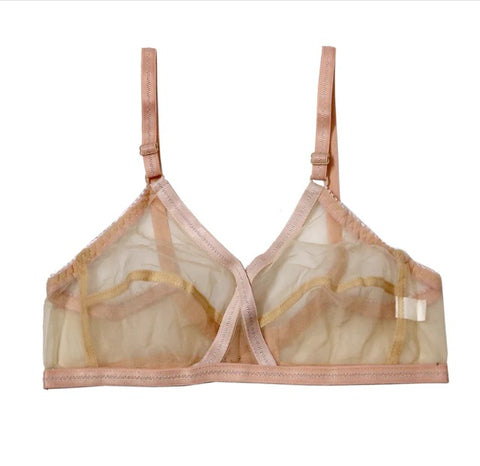 Pack of 2 Non-Padded & Non-Wired Full Net Transparent Cotton Bras